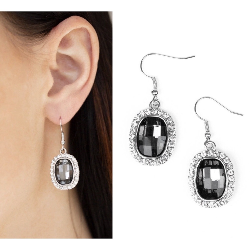 Paparazzi jewelry - The Modern Monroe Earrings - Stunning Silver Crystal